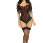 Daisy Red Wet Look/Lace Overbust Corset Top