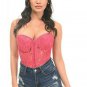 Plus Size Daisy Fuchsia Underwire Sheer Lace Overbust Corset Top
