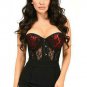 Plus Size Daisy Red/Black Underwire Sheer Lace Overbust Corset Top