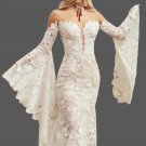 Custom Boho Lace Bat Wing Fit & Flair Wedding Gown All Sizes/Colors