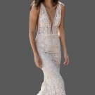 Custom Sexy Illusion Lace Applique Mermaid Wedding Gown All Sizes/Colors