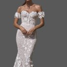 Custom Boho 3D Floral Applique/Tulle Mermaid Wedding Gown All Sizes/Colors