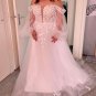 Custom Boho Lace Applique/Tulle A Line Wedding Gown All Sizes/Colors