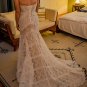Custom Boho Crochet Lace Strapless Mermaid Wedding Gown All Sizes/Colors