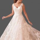 Custom Vintage Modern A Line Lace Applique/Tulle Wedding Gown All Sizes/Colors