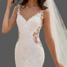 Custom Floral Lace Applique Mermaid Wedding Gown All Sizes/Colors