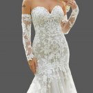 Custom Floral Applique Mermaid Wedding Gown w/ Sleeves All Sizes/Colors