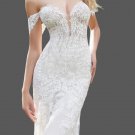 Custom Lace Applique Trumpet Off Shoulder Wedding Gown All Sizes/Colors