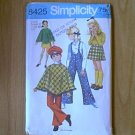 Child Poncho Skirt Bell Bottom Suspender Pants Simplicity Sewing Pattern 8425 Sz 8 Girl Uncut