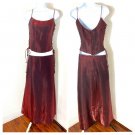 Vintage Fiesta Woman Wine Red Party Prom Skirt Top Set Adjustable Size M