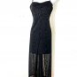 NEXT UP Sheer Black Silver Sparkle Overlay Long Evening Lace Dress Size L