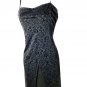 NEXT UP Sheer Black Silver Sparkle Overlay Long Evening Lace Dress Size L