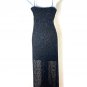 NEXT UP Sheer Black Silver Sparkle Overlay Long Evening Lace Dress Size L