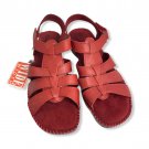 Angel Steps Wide Red Leather Suede Soft Sole Strap Women Sandals Size 6.5