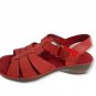 Angel Steps Wide Red Leather Suede Soft Sole Strap Women Sandals Size 6.5