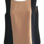 J Crew Wool Crepe Colorblock Sleeveless Top, Size 4 Black Brown Small
