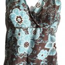 Couleurs D'Ete Women's Backless Top, size 10 Flower Brown Green 100%  silk
