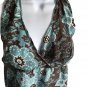 Couleurs D'Ete Women's Backless Top, size 10 Flower Brown Green 100% silk