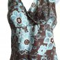 Couleurs D'Ete Women's Backless Top, size 10 Flower Brown Green 100% silk