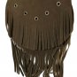 Crossbody Bag Suede Fringe Fold over Purse Boho Hippie 60 - 70’s Look Brown