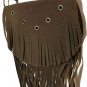 Crossbody Bag Suede Fringe Fold over Purse Boho Hippie 60 - 70’s Look Brown