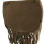 Crossbody Bag Suede Fringe Fold over Purse Boho Hippie 60 - 70’s Look Brown