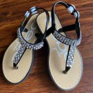 Bebe Black Rhinestone Girls Sandals Thongs Filo Flood Toddlers Size 9/10