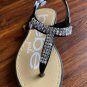 Bebe Black Rhinestone Girls Sandals Thongs Filo Flood Toddlers Size 9/10