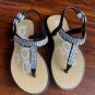Bebe Black Rhinestone Girls Sandals Thongs Filo Flood Toddlers Size 9/10