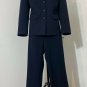 Vintage Two Piece Pant Coat Suit Office Womenâs Medium Navy Blue Petites 27x30