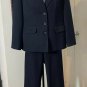 Vintage Two Piece Pant Coat Suit Office Womenâs Medium Navy Blue Petites 27x30