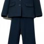 Vintage Two Piece Pant Coat Suit Office Womenâs Medium Navy Blue Petites 27x30