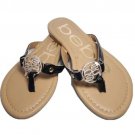 Bebe Black Slip On  Girls Sandals Size 1 Rhinestone Letter