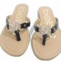 Bebe Black Slip On Girls Sandals Size 1 Rhinestone Letter