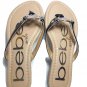 Bebe Black Slip On Girls Sandals Size 1 Rhinestone Letter