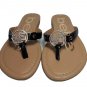 Bebe Black Slip On Girls Sandals Size 1 Rhinestone Letter