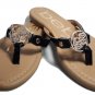 Bebe Black Slip On Girls Sandals Size 1 Rhinestone Letter