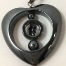 Charcoal HEMATITE Heart NECKLACE PENDANT