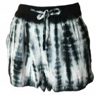 Island Beach Tie Dye Elastic Waist  Black  Sexy Mini Shorts Size L Beach Casual