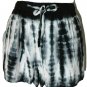 Island Beach Tie Dye Elastic Waist  Black  Sexy Mini Shorts Size L Beach Casual