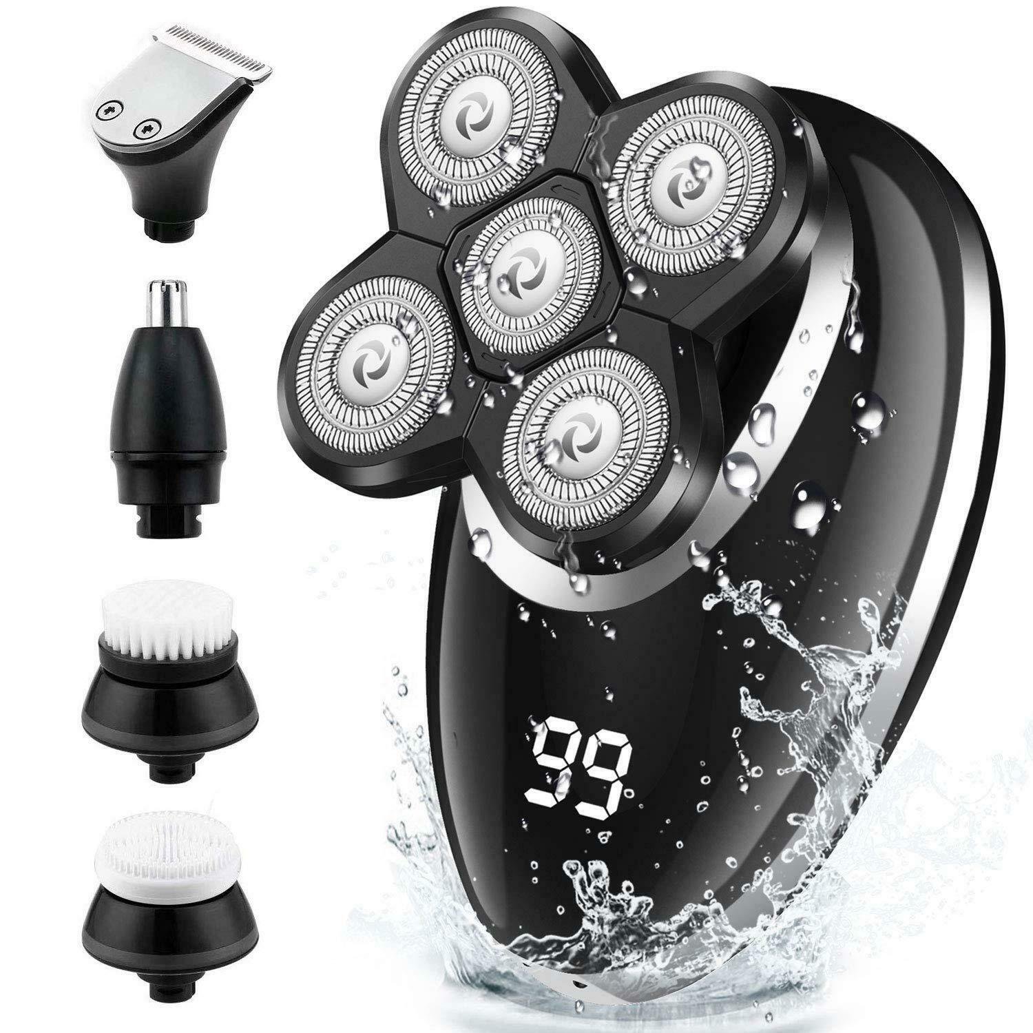 Electric Beard Trimmer Shaver Grooming Clippers Set Tool 5 in 1 Cordless LED