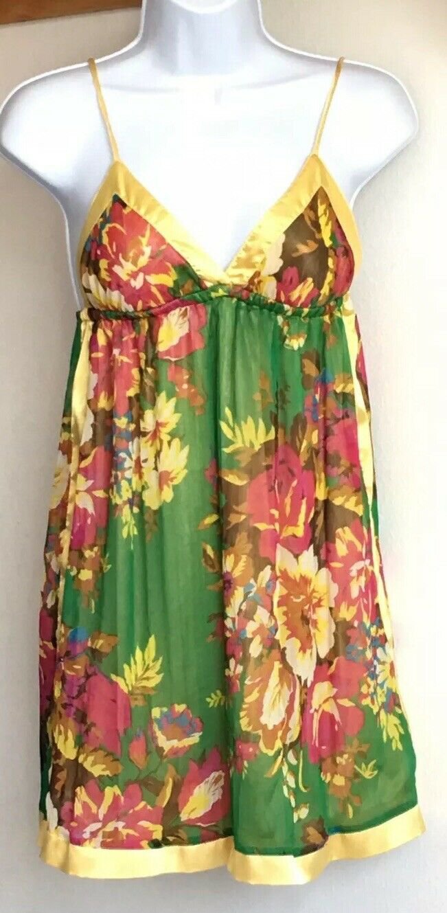 Double Zero Flowy Flower Top Cami With Detailed Crisscrossed Back, Size S