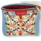 New Small Travel Estee Lauder Cosmetic Bag Light Blue Colorful Center Flowers