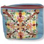 New Small Travel Estee Lauder Cosmetic Bag Light Blue Colorful Center Flowers