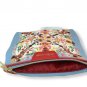 New Small Travel Estee Lauder Cosmetic Bag Light Blue Colorful Center Flowers