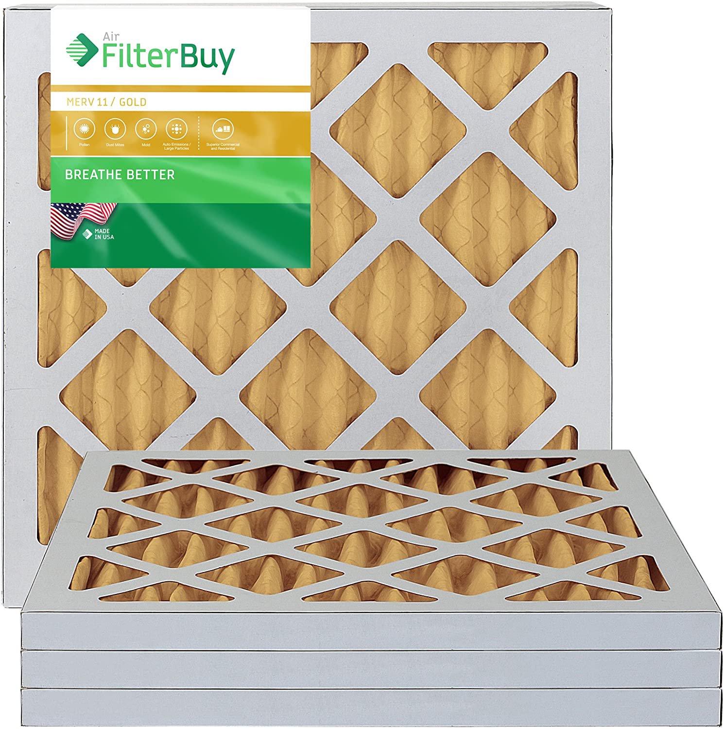 AC Air Purifier Filter, MERV 11 Pleated 18x18x1 FilterBuy 4 Pack USA Made