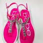 Bebe Hot Pink Rhinestone Women Girls Sandals Extra Cushion Size 4/5