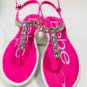 Bebe Hot Pink Rhinestone Women Girls Sandals Extra Cushion Size 4/5