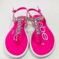 Bebe Hot Pink Rhinestone Women Girls Sandals Extra Cushion Size 4/5