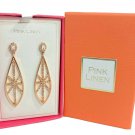 Pink Linen Rose Gold Rhinestone Dangly Earrings With NEW Perfect For Short Hair